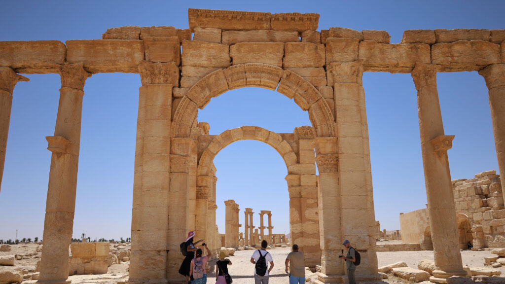 Palmyra, the iconic Syrian landmark, offers a sweeping panorama enriched by the presence of visitors from various countries.