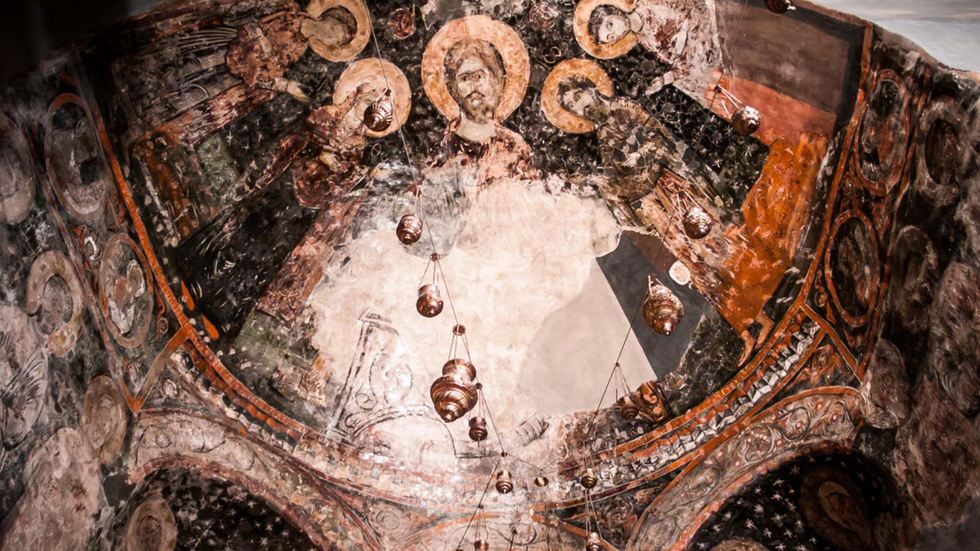 Homs: A photograph which captures the ceiling of the Roman Orthodox St. Elian Church.